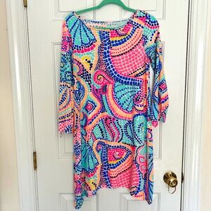 NEW Lilly Pulitzer Edna pink blue sea dress S